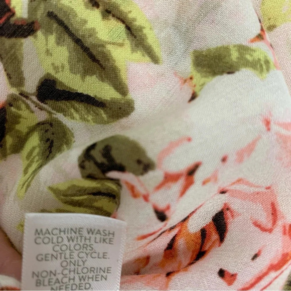 J Jill Midi Dress Small Pink Floral Cottage Core Flowy Boho‎ Coastal Peasant - Picture 14 of 15